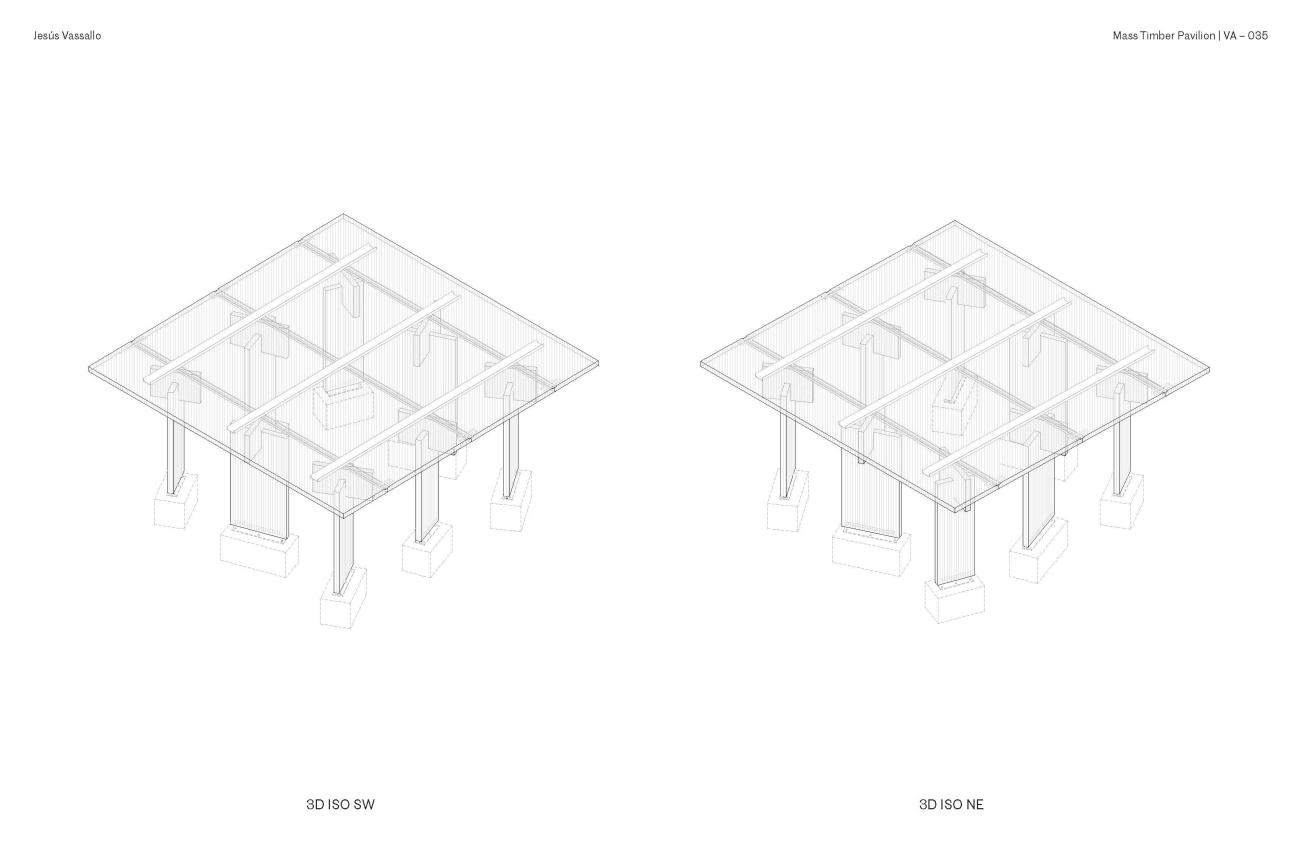 Mass Timber Pavilion isometric view