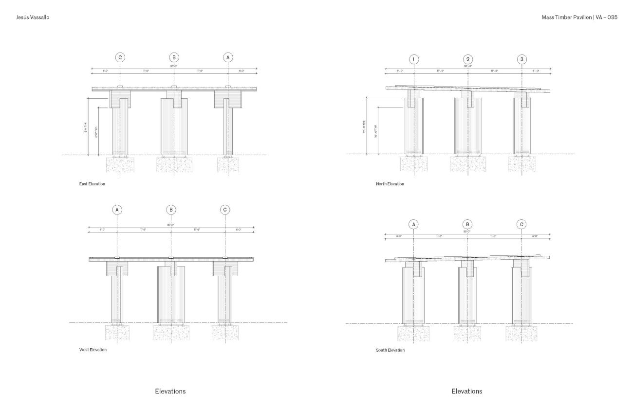 Mass Timber Pavilion elevations