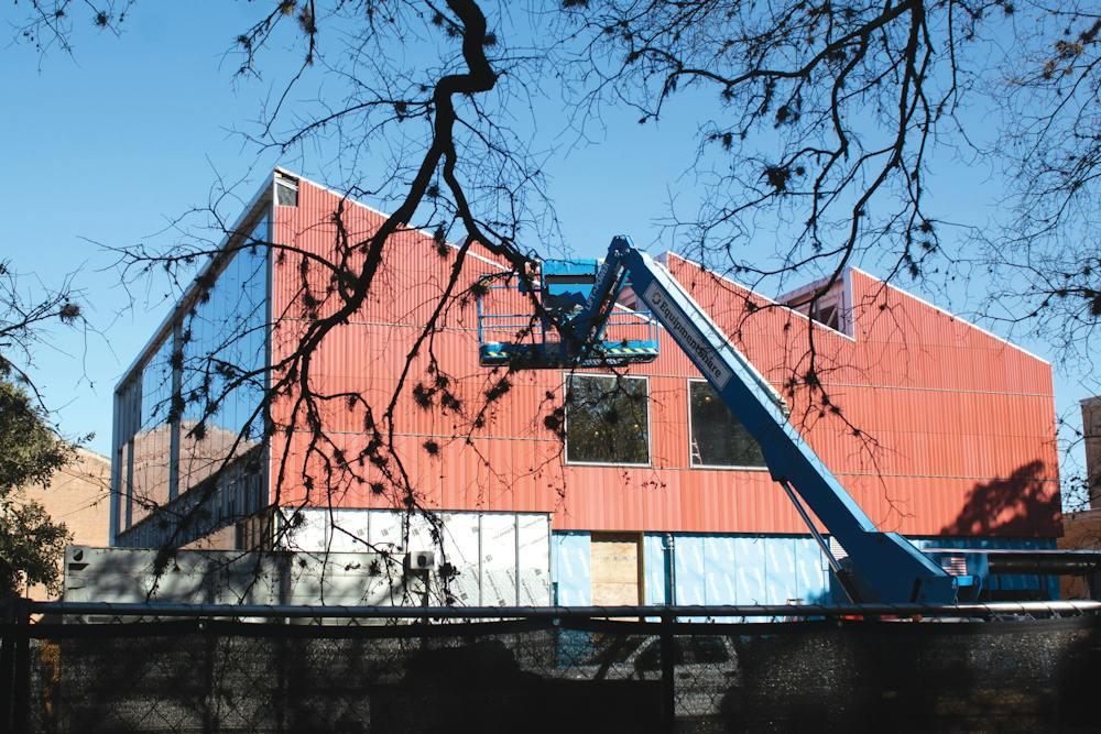 Looking east, Cannady Hall’s red terracotta facade is pictured Jan. 16